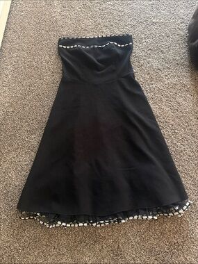 Speechless Black Strapless A-Line Dress with White Accents